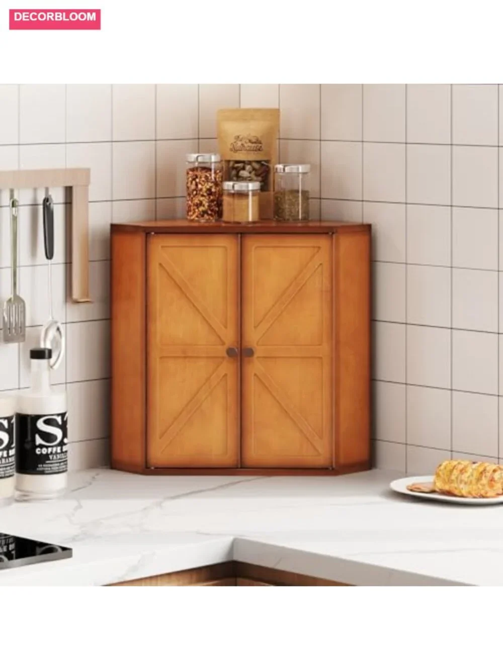 Large Bamboo Bread Box Double Layer Kitchen Counter Storage